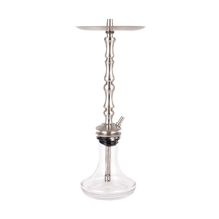 Transparant glas zilver roestvrij staal metalen buis-3 waterpijp met één gat 64cm